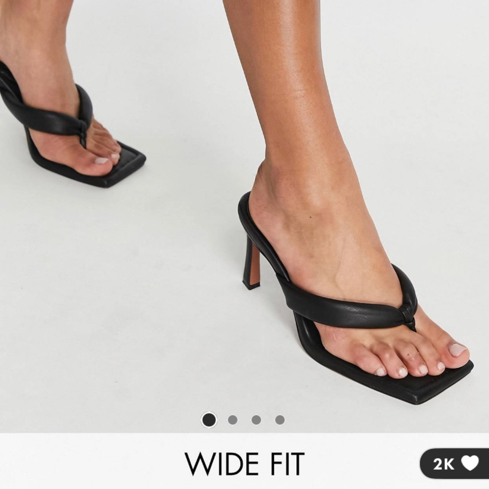 ASOS Design Wide Fit Haven padded toe thonged heeled sandals